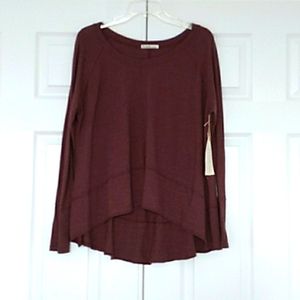 Fresh Laundry Light Wine Stripe Long Sleeve Slub Top